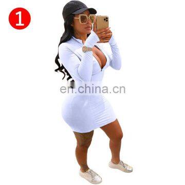 Season Autumn Items Solid V-neck Bodycon Women Stylish Sexy Dress 2021 Women Dresses Women Casual Dresses photo-4