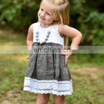 2019 summer cotton lace Girls Dress Clothes Children Sleeveless Kids ruffles Crew Neck causal Dresses