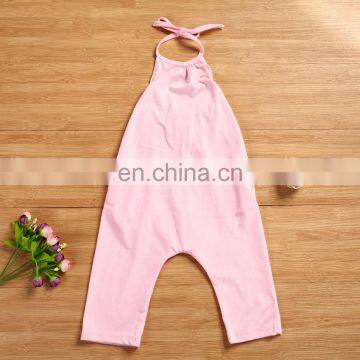 Baby Summer Backless Solid Rompers Kids Toddler Girls Sleeveless Jumpsuits Playsuit Harem Trouser for 0-7T photo-7