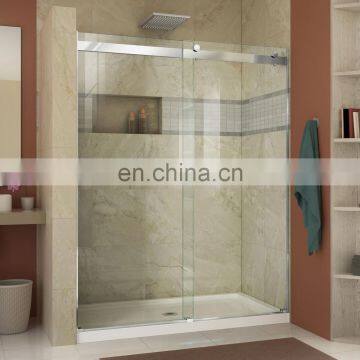 wholesale transparent glass bathroom door bi-parting sliding door