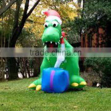 Arrival lovely Merry Christmas decorative inflatable Christmas dinosaur with led light for sale