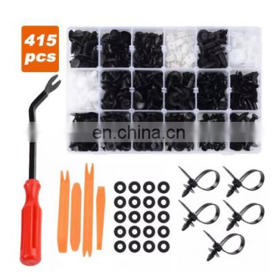 415Pcs 18Kinds Universal Nylon Popular Sizes Plastic Rivets Car Retainer Fastener Clips kit