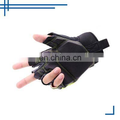 HANDLANDY Half Finger Wholesale Pigskin Leather With Logo Hand Protecting Vibration-Resistant Fingerless Leather Gloves photo-5