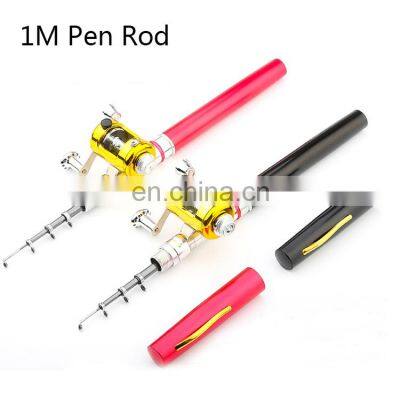 Portable Pocket Telescopic Mini Fishing Rod Pole Pen Shape Folded Fishing Rod With Reel Wheel For Outdoor River Lake Fishing