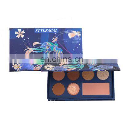 Custom logo 7 colors cosmetic palette eyeshadow case paper matte private label high pigmented base with mirror