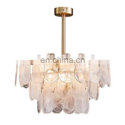 Postmodern Luxury LED Pendant Light White Sitting Room Villa Hotel Iron Handmade Glass Chandeliers Pendant Lights