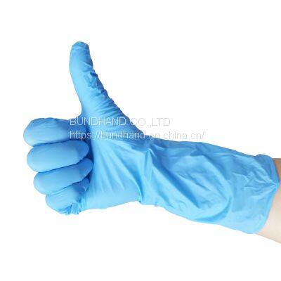 Long Cuff Blue Color Nitrile Disposable Gloves For Medical Industry Factory photo-2