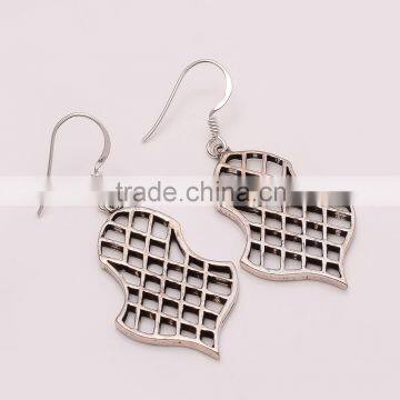 925 SOLID STERLING FINE SILVER ZIG-ZAG SILVER EARRINGS