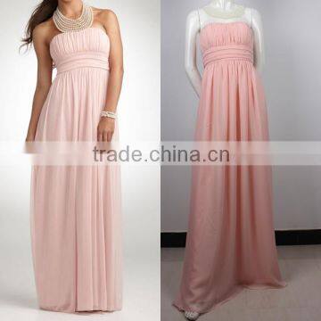 Factory oem wholesale supplier pleated pearl chiffon maxi dress 2014 2015