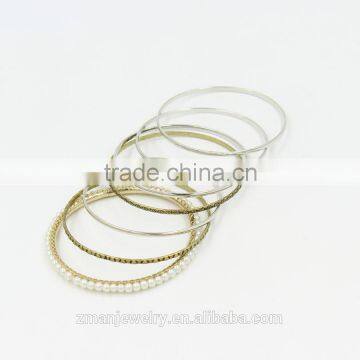 2015 Fashion Jewelry Bracelet,Variety Metal Circle Pearl Bangle Bracelet photo-3