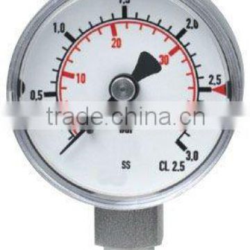 All stainless steel pressure gauge with snap plastic window