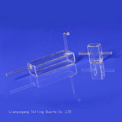 Factory Customized Fused Quartz Glass Square Tube with Little Tube Side