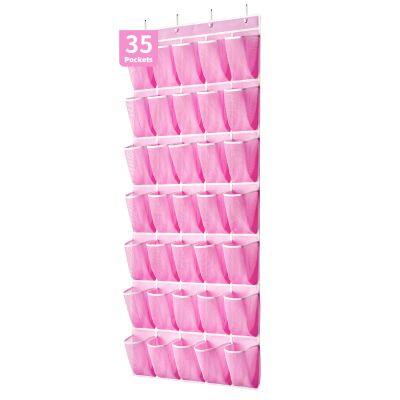 35 Pocket Over The Door Shoe Organizer, Door Hanging Storage Shoe Holder Rack for Large Capacity Shoe Organizer for Men and Women Kids Closet Bedroom Bathroom