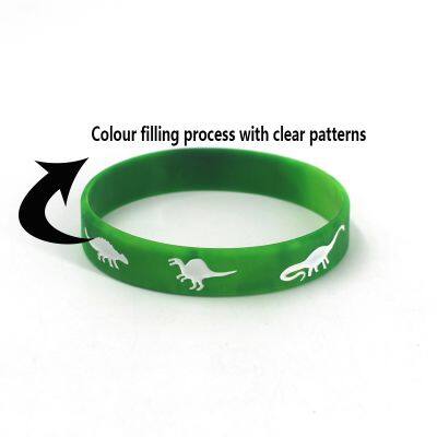 Chinese Factory in Stock Dinosaur Adventure Embossed Silicone Wristband Kids Dinosaur School Activity Present Silicone Bracelet photo-3