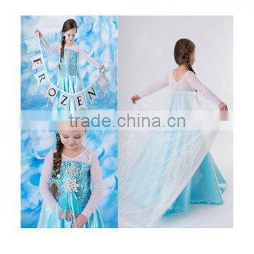 wholesale Frozen Princess Girl Queen Elsa Anna Cosplay Costume Party Dress frozen e
