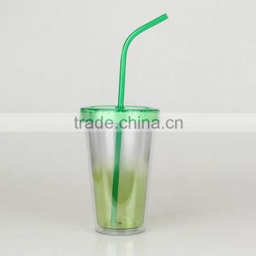 Double wall food grade plastic straw cup BPA free plastic price