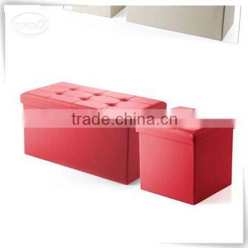 Square pu leather foldable fashionable storage stool ottoman