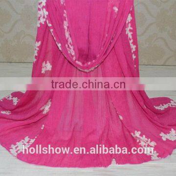 Beautiful Flower Leaf Embroideried Muslim Women Head Scarf Cotton Hijab