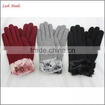 2016 new ladies wholesale chenille woolen fur gloves