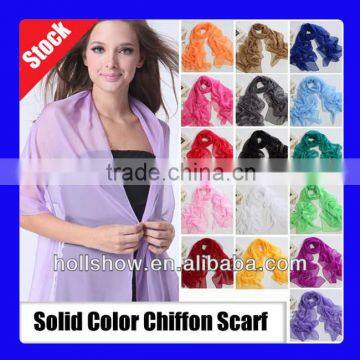 Wholesale Spring Fashion Women Solid Color Plain Chiffon Silk Scarf