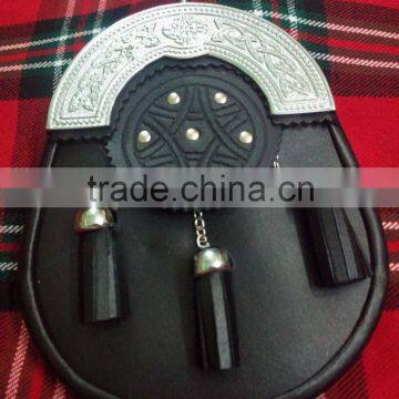 Celtic Design Leather Sporran With Front Side Candle Made Of Leather Material