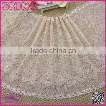 China Factory Fashion New Design Wide 9.64" Eslatic Skin Color Soft Spandex Nylon Warp Knitted lace trim