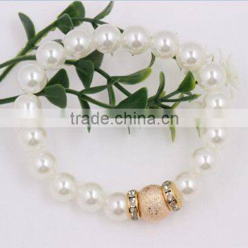 2014 Wholesale Fashion Women Gold Beads Pearl Bracelet