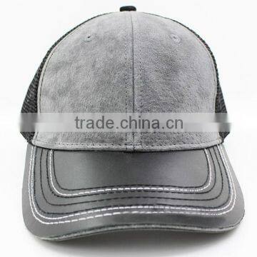 Leather Brim Grey Trucker Hats With High Quality photo-3