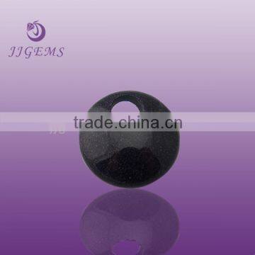 synthetic Blue Gold Sand colored glass stone with hole