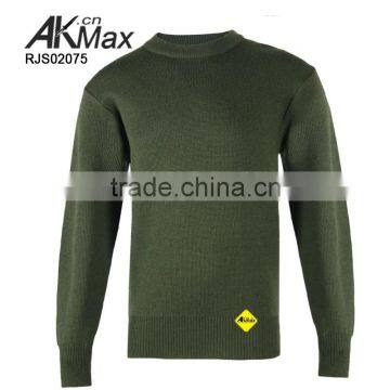 2015 New Olive Green Woolen Military Pullover Sweater