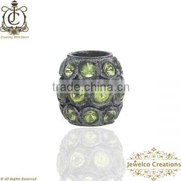 Peridot Gemstone Bead Spacer Findings Jewelry, Diamond Finding Jewelry, 925 Sterling Silver Jewelry Wholesaler, Gemstone Beads