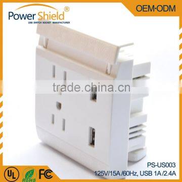Double American Electric Wall Socket USB Outlet for South American and North America With Fcc Approval photo-3