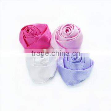 Satin Rosettes Fabric Flowers- Wedding Bouquet- Headband Hairclip Bobby Pin Flowergirl Satin Rose Baby Girl Headband photo-2