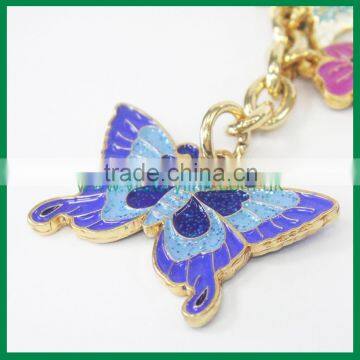 Glitter Powder Butterfly and Flower Charms Zinc Alloy Key Chain