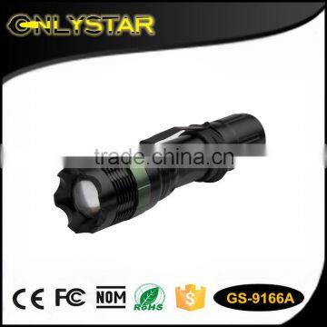 Onlystar GS-9166A customized manufacturer cre r2 zoom aluminum 3 modes flashlight torch outdoor led lenser light