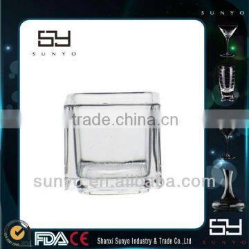 Heavy Tealight Crystal Clear Cube Glass Candle Holder/Candle Glass Cup