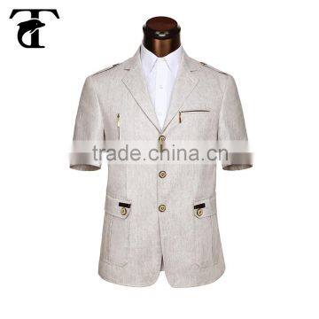 Pocket Flap Design Oem Short Sleeve Polyester/linen Cloth Man Safaris