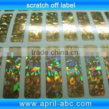 hologram scratch off labels roll easy peel off cold stick label 8*45mm have other silver , grey , zebra leopard etc