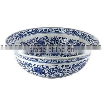 Unique Chinese Style Blue and White Porcelain Basin