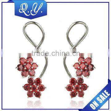New Model Hot Sale Products Double Flower Design Hanging Ear Ring for Girls photo-4