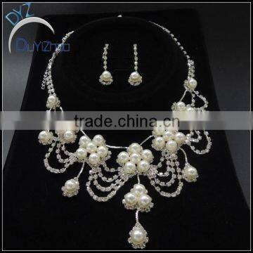 bridal jewelry sets Silver pearl necklace earring set