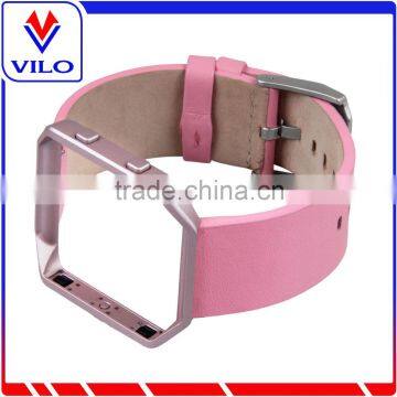 Genuine Leather Bracelet Strap Replacement Band with 316 metal frame For Fitbit Blaze