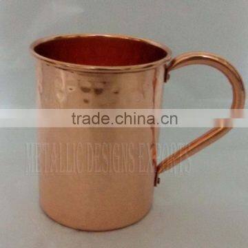 100% Copper Hammered Moscow Mule Mug with Riveted Handle - 16 Oz