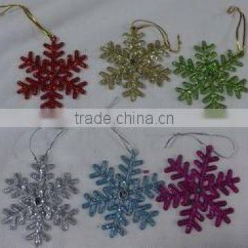 colorful plastic snowflake ornament with glitter , Xmas ornament