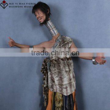 Creative Vivid Lifelike Wax Statue of Long Neck Man for Art Exhibition photo-2