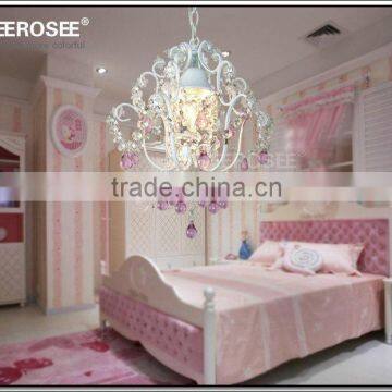 Isabella Crystal Chandelier in White with Pink Crystals kids Chandelier ceiling lighting MD2589                        
                                                Quality Choice