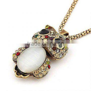 good design fashion owl big diamond necklace