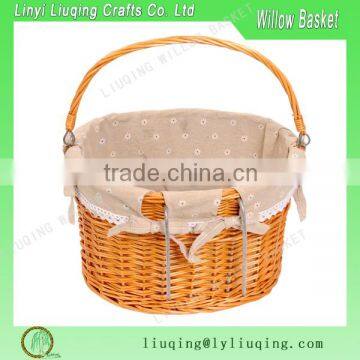 100%Handmade big wicker bike basket with cloth linner