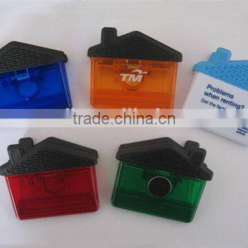 Plastic home house shape magnetic clip, Plastic power clip, Promotional magnetic power clip, PTMC021