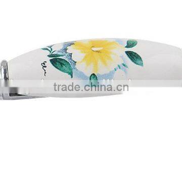 zinc flower ceramic bedroom furniture hardware handle, cabinet door handle ceramic